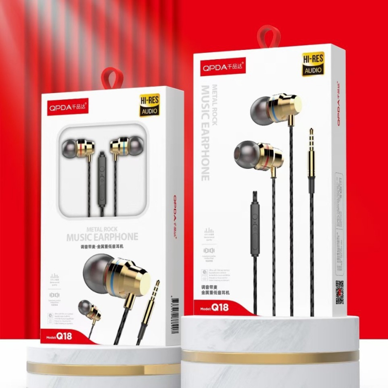 Slušalice Q18 s 3,5 mm priključkom, inline kontrola glasnoće, bass boost, stereo zvuk, crne