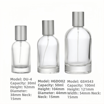 30 ml parfümös üveg, 100 ml átlátszó üveg bayonet nyakkal, 50 ml hidratáló szóróüveg kozmetikai használatra