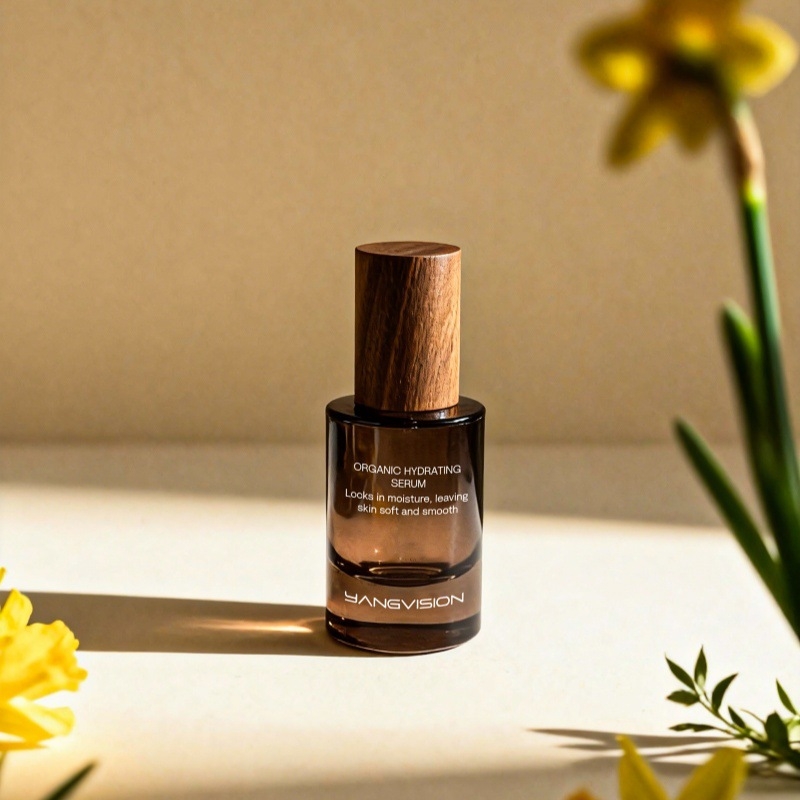 30/50 ml-es üveg spray palack diófából készült fedéllel, ultra finom köd kozmetikumokhoz
