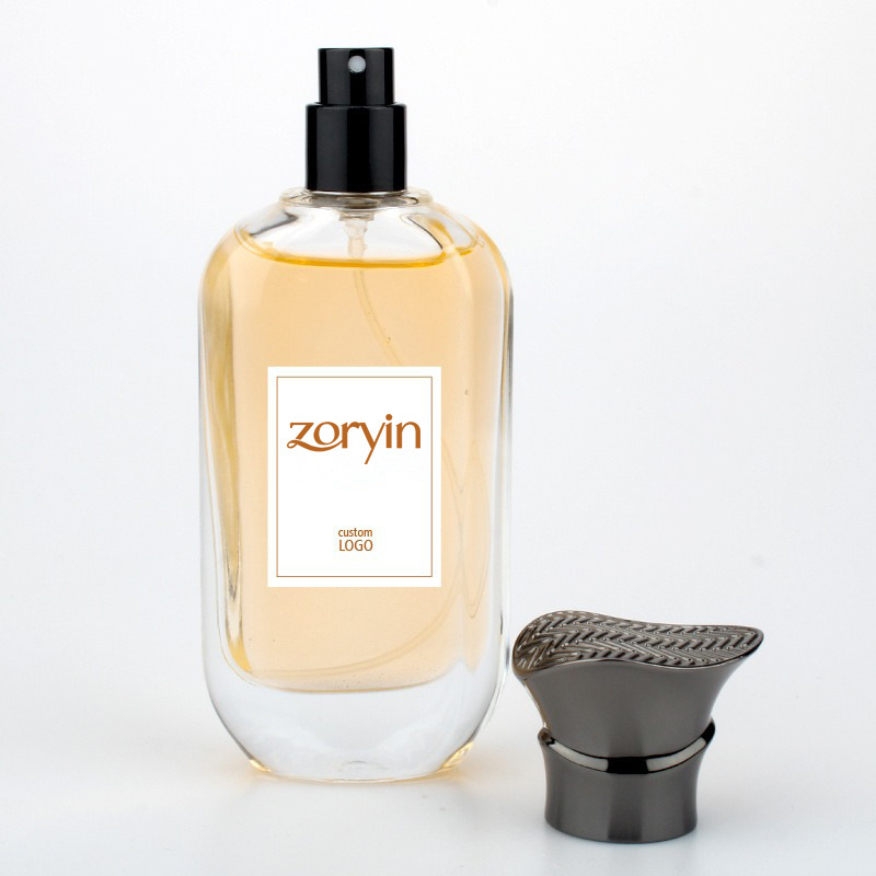 Prozirna staklena bočica za parfem s okruglim ramenima i debelim dnom, 50 ml ili 100 ml, raspršivač s poklopom od cinkovog legura, bočica za dopunu
