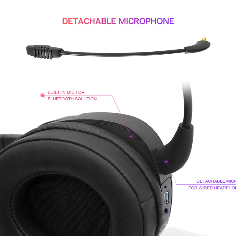 Prilagođene Bluetooth slušalice s dvostrukim mikrofonom i odvojivim mikrofonom, dvije funkcije u jednom preko kabla, dugotrajna baterija, zvuk za igranje na visokoj razini