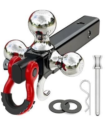 360° Rotating Trailer Hitch Device for Car and RV with Three-Ball Arm and Shackle