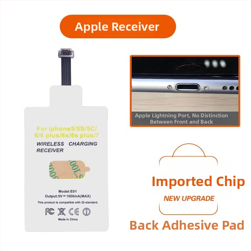 Bezdrôtový prijímač nabíjania pre Apple a Android s Type-C indukčnou cievkou a kovovou špičkou