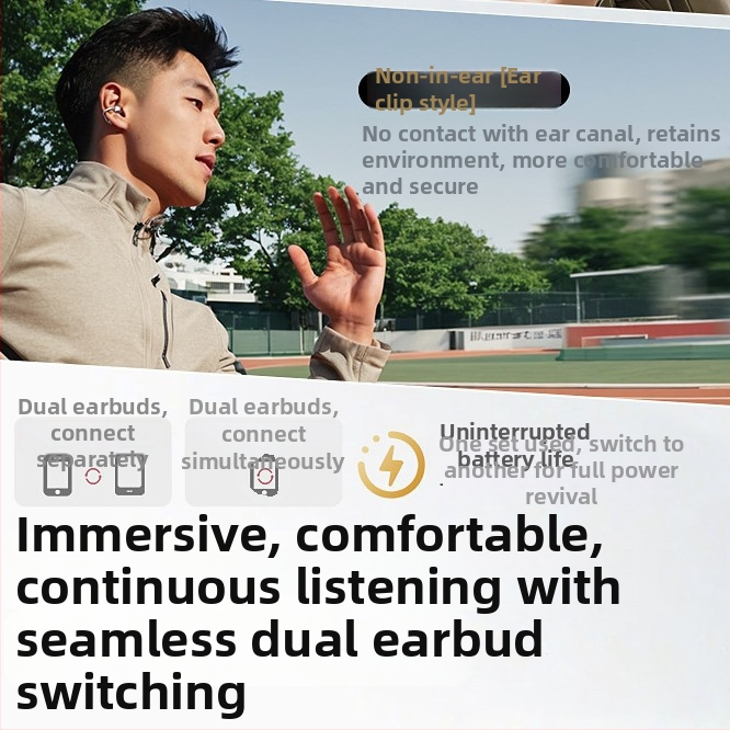 A30 Bluetooth slušalica s klipsom za uho, otvorenog tipa, dvostruke namjene, bežična, model 2025
