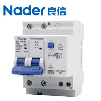 Nader Shanghai Liangxin NDB1CLE-63 серия прекъсвач за остатъчен ток 30 mA, 1P+N