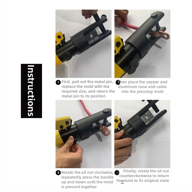 Elektrické hydraulické kliešte na lisovanie terminálov z medi a hliníka