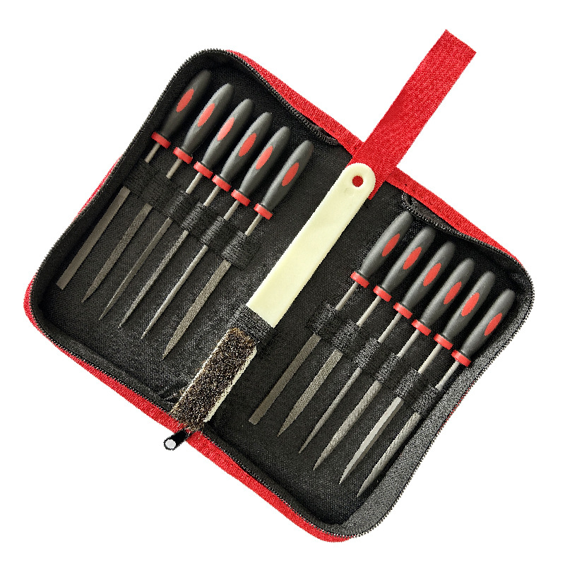 Set od 14 metalnih pilnika u platnenoj torbi za drvarstvo