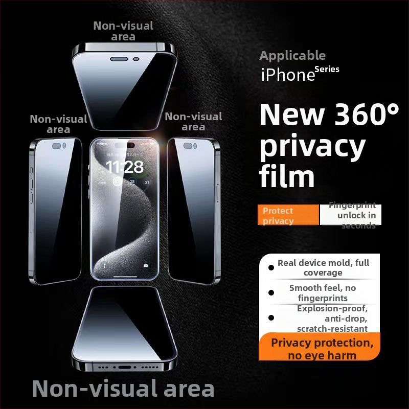 360° Anti-Peep kaljeno zaštitno staklo za zaslon iPhone