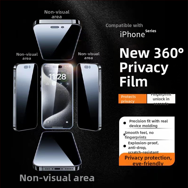 360° Anti-Peep kaljeno zaštitno staklo za zaslon iPhone