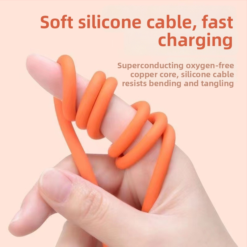 Li Chuang 120W 3-v-1 rýchlonabíjací kábel Type-C, Lightning, Mini USB; dĺžka 1–2 m; zinková zliatina; oranžová; pre Apple a Huawei