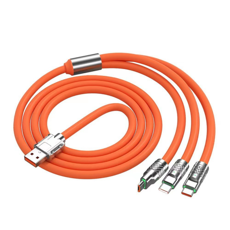 Li Chuang 120W 3-u-1 kabel za brzo punjenje Type-C, Lightning, Mini USB; duljina 1–2 m; cinkova legura; narančasta; za Apple i Huawei