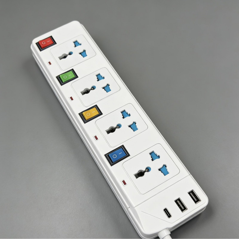 Produžni kabel s USB, britanski standard, neovisni prekidači za individualni nadzor, pogodan za Tajland i Kambođu, višestruko certificiran