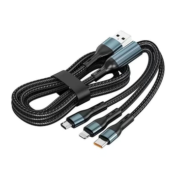 Pleten USB-C kabel 3-u-1, 120W, brzo punjenje, kompatibilan s Huawei i Apple uređajima