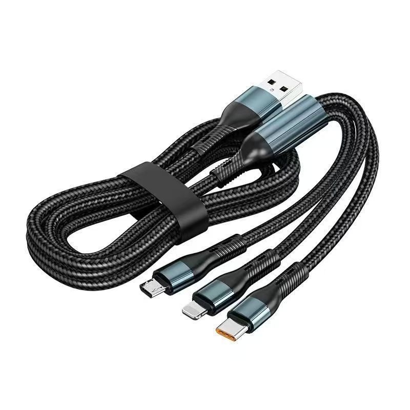 Pleten USB-C kabel 3-u-1, 120W, brzo punjenje, kompatibilan s Huawei i Apple uređajima