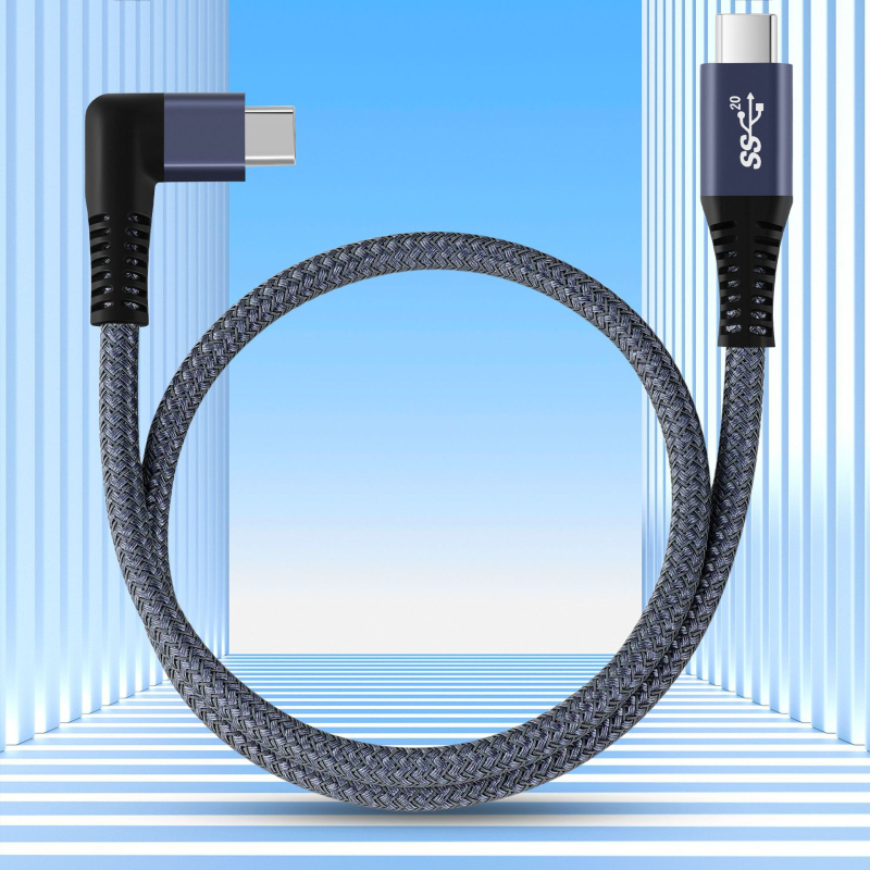 Kutni Type-C muški-muški kabel za prijenos podataka, puna funkcionalnost, 100W brzo punjenje, 20 Gbps prijenos, 4K60Hz prijenos, za mobilne uređaje i prijenosna računala