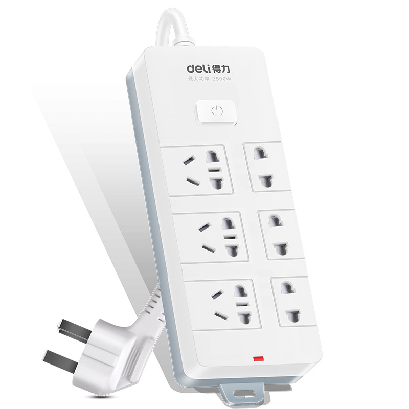 Deli 18257 Novi Nacionalni Standard 5m Produžni Kabel sa 6 utičnica: 3 Pojedinačne Utičnice + 3 Kombinirane