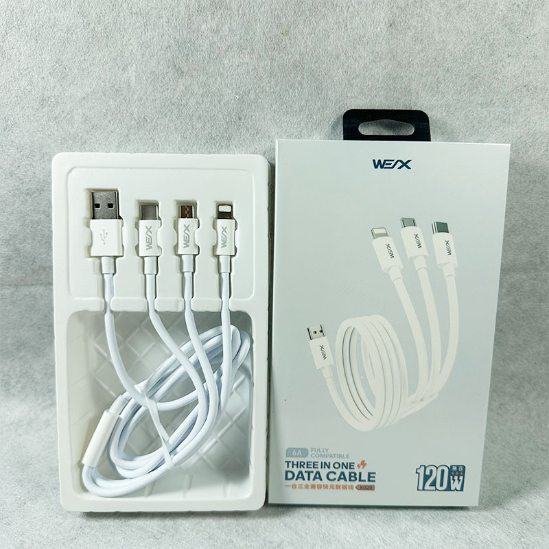 1,2 m 3-u-1 kabel za prijenos podataka i napajanje, brzo punjenje, kompatibilan s Apple i Huawei