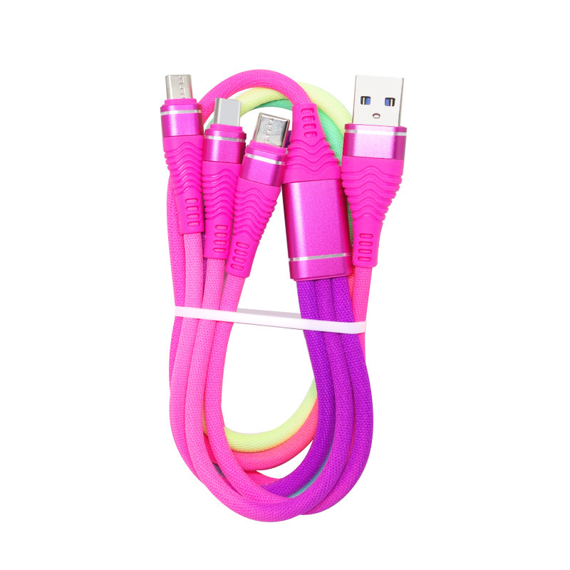 Rainbow USB podatkovni kabel 1-3, za Android telefone, pleteni najlon, Micro USB i Type-C, brzo punjenje, duljina 1-2 m