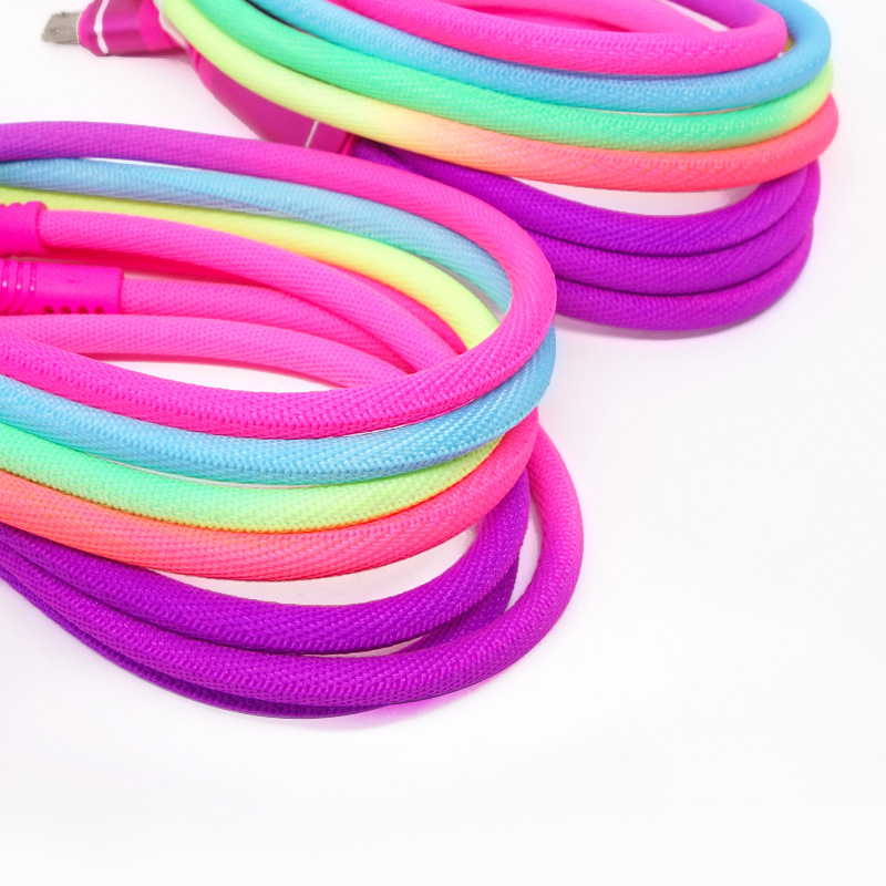Rainbow USB podatkovni kabel 1-3, za Android telefone, pleteni najlon, Micro USB i Type-C, brzo punjenje, duljina 1-2 m