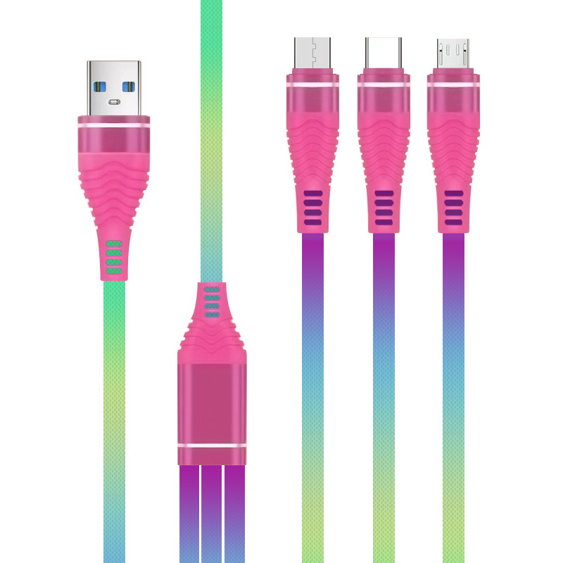 Rainbow USB podatkovni kabel 1-3, za Android telefone, pleteni najlon, Micro USB i Type-C, brzo punjenje, duljina 1-2 m