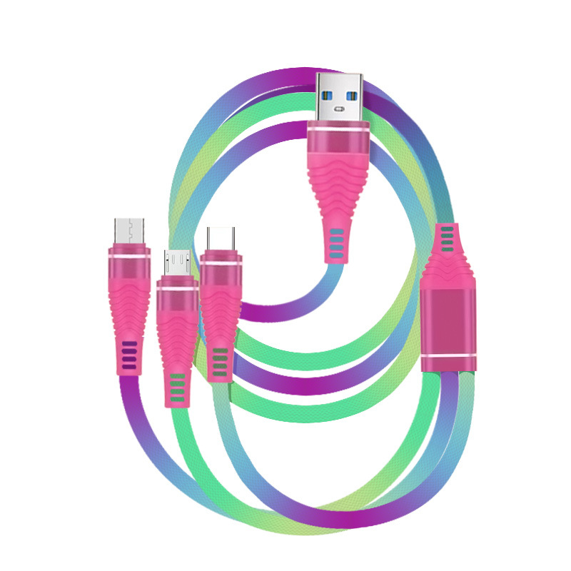 Rainbow USB podatkovni kabel 1-3, za Android telefone, pleteni najlon, Micro USB i Type-C, brzo punjenje, duljina 1-2 m