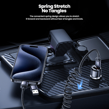 Toocki 2-in-1 PD60W USB-C–USB-C a USB-C–Lightning rýchlonabíjací kábel, kompatibilný s Apple a Huawei, dĺžka 1–2 m, hliníková zliatina a opletený kábel, sivá