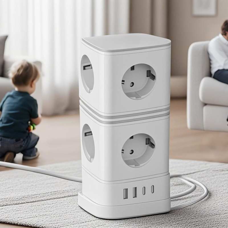 VASTFAFA QDB0820 8‑utičnica europski produžni kabel, CE, ROHS, USB-C PD 20W, kabel duljine 2 m