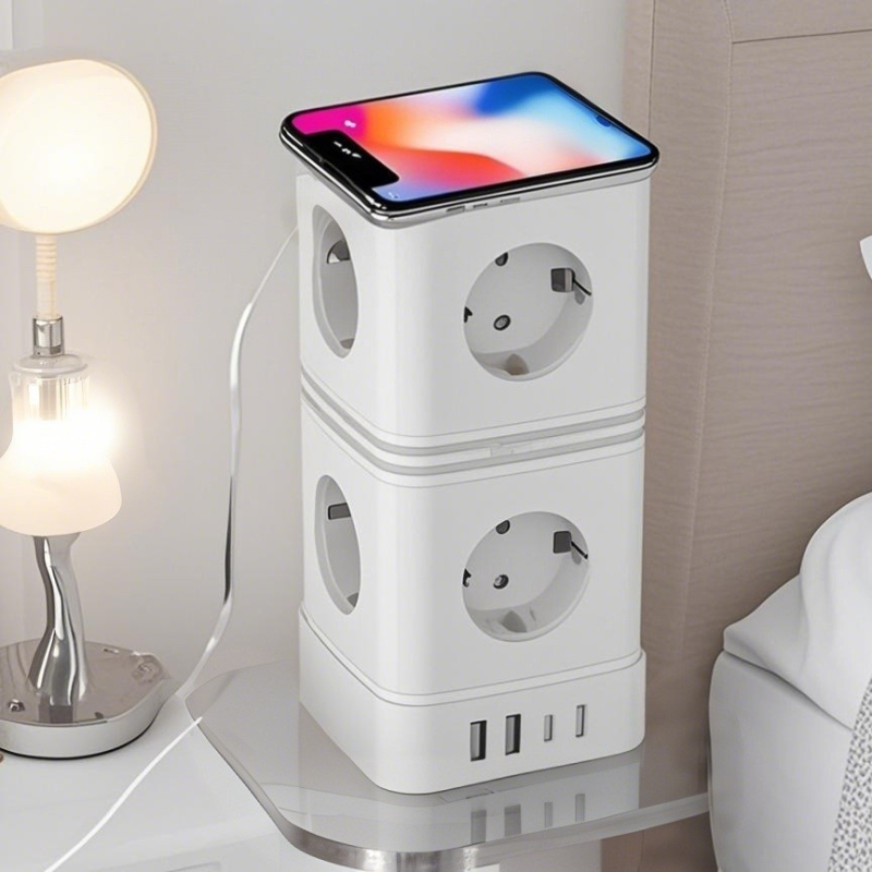 VASTFAFA QDB0820 8‑utičnica europski produžni kabel, CE, ROHS, USB-C PD 20W, kabel duljine 2 m