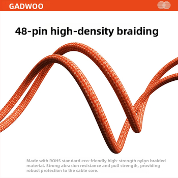Gadwoo pletený rýchlonabíjací kábel s Lightning konektorom, dĺžka 0,5–1 m, 2-v-1, oranžový