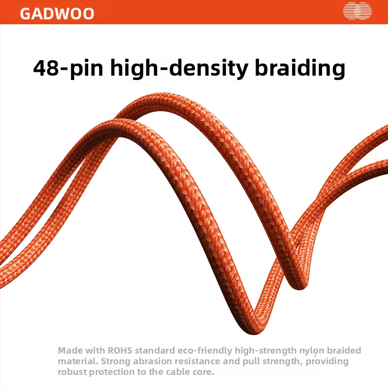 Gadwoo pletený rýchlonabíjací kábel s Lightning konektorom, dĺžka 0,5–1 m, 2-v-1, oranžový