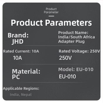 EU-010 Európsky konvertor zásuvky, 3-pólový adaptér podľa indických predpisov