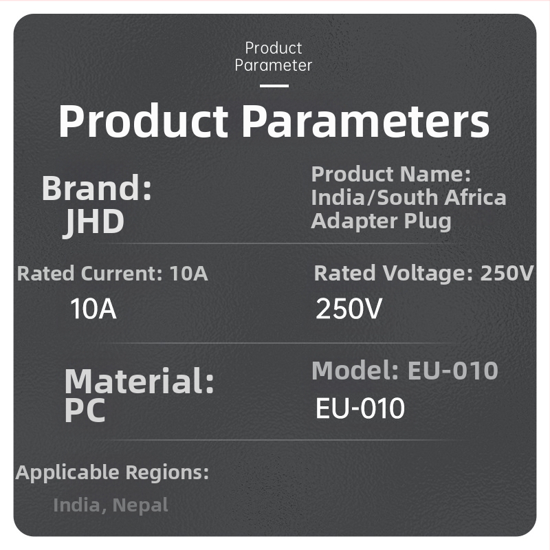 EU-010 Európsky konvertor zásuvky, 3-pólový adaptér podľa indických predpisov