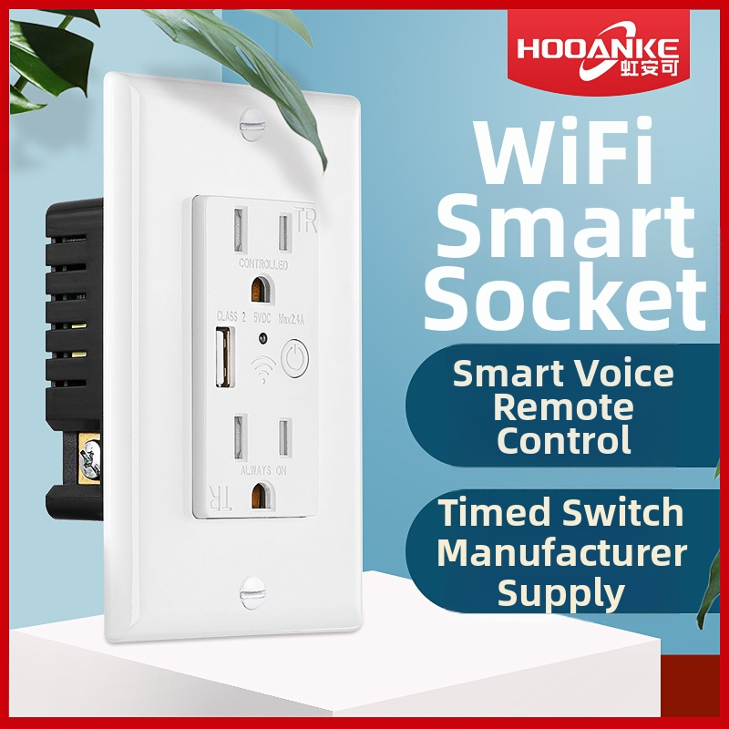 WiFi inteligentná zásuvka ETL certifikovaná, 100-250V, diaľkové ovládanie, zapustená do steny
