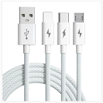 Macron 66W pleteni kabel za podatke i punjenje 1-3 s konektorima Mini USB, Lightning i USB-C