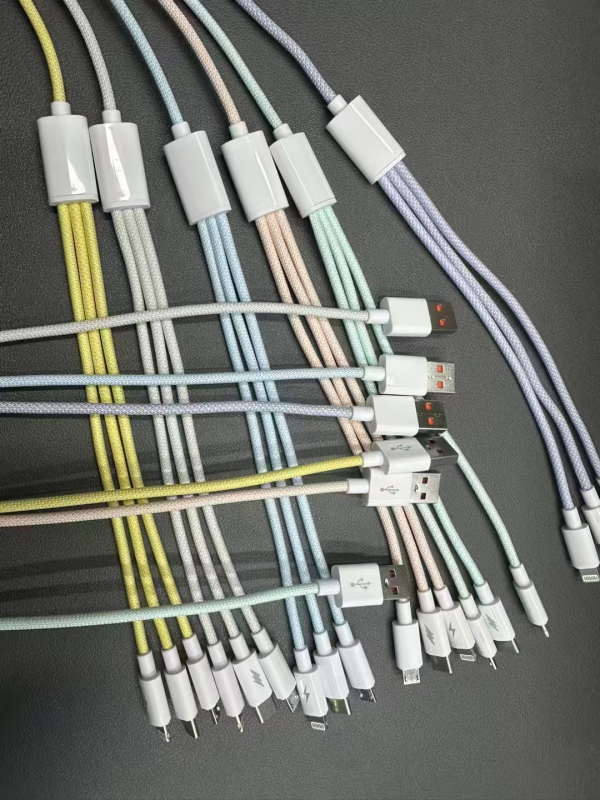 Macron 66W pleteni kabel za podatke i punjenje 1-3 s konektorima Mini USB, Lightning i USB-C