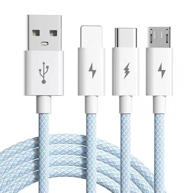 Macron 66W pleteni kabel za podatke i punjenje 1-3 s konektorima Mini USB, Lightning i USB-C