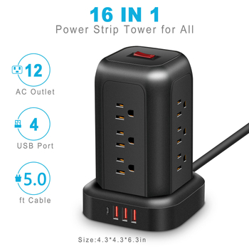 Pametni vertikalni produžni kabel s USB priključcima, 12-u-1