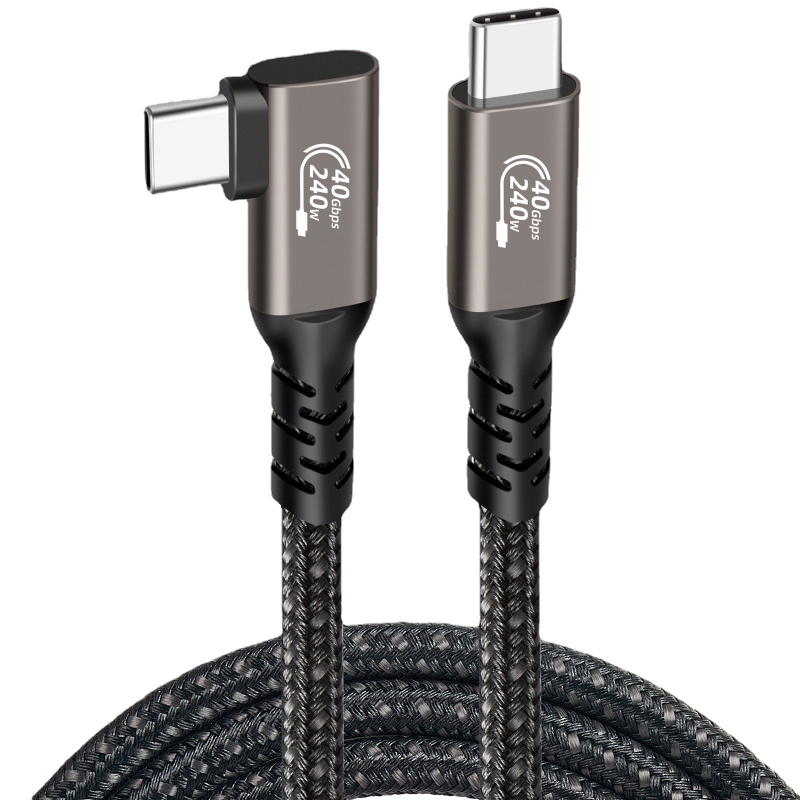 USB4 kabel za podatke, duljina 3 m, 240 W brzo punjenje, Type-C, pleteni kabel, prijenosljiv, 40 Gbps prijenos