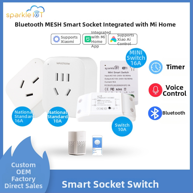 Inteligentný zásuvkový spínač pripojený k Bluetooth Mesh bráne Mi Home XiaoAi na ovládanie MIN 16A spínača
