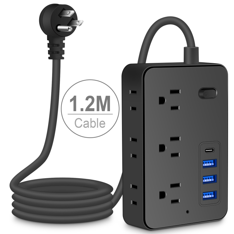 Višepunjski produžni kabel s kabelom, US utičnicom, 10A, 100-250V, ABS kućište