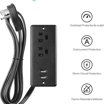 Baiyou amerikai stílusú irodai asztal, ETL-hitelesített tápegységgel, USB-portokkal, többfunkciós számítógépes asztal