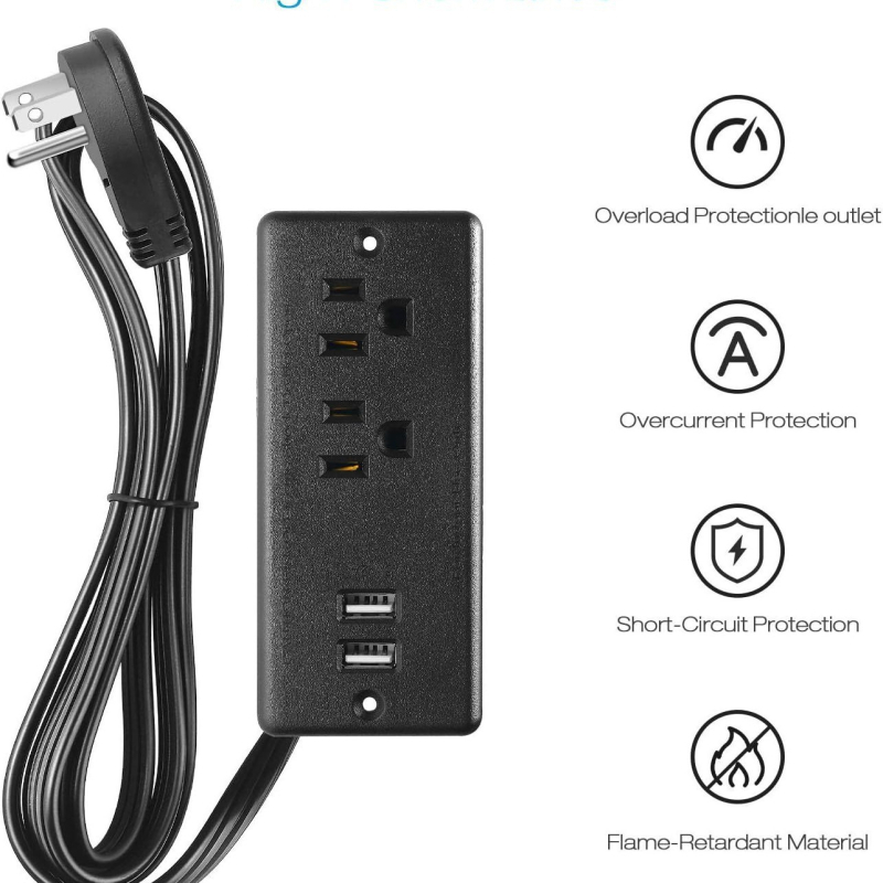 Baiyou amerikai stílusú irodai asztal, ETL-hitelesített tápegységgel, USB-portokkal, többfunkciós számítógépes asztal