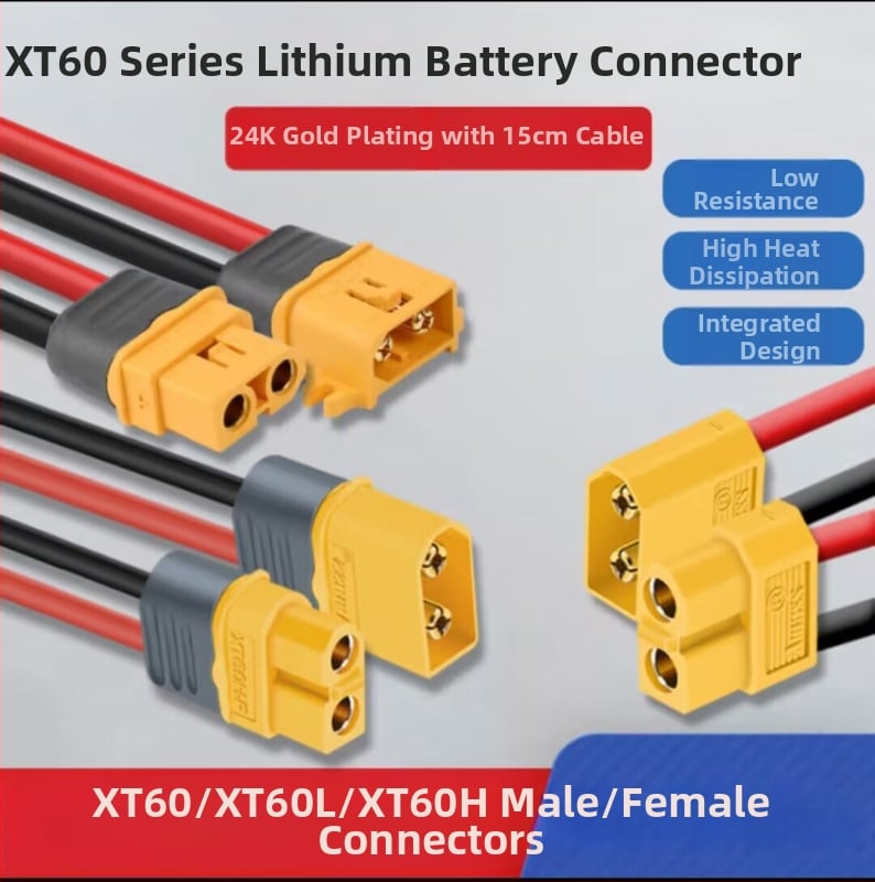 XT60 lítiový batériový konektor s meďou-pozlátenými kontaktmi, mužský a ženský XT60/H/F, banana plug a T plug pre RC modely