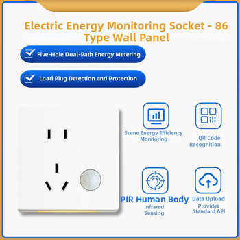 Ipari minőségű 86-os típusú falba szerelhető intelligens konnektor energiaméréssel, Wi‑Fi és Bluetooth, időzítő funkcióval, 10 A