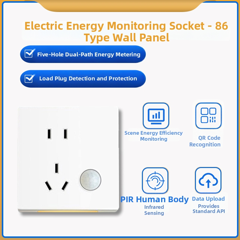Ipari minőségű 86-os típusú falba szerelhető intelligens konnektor energiaméréssel, Wi‑Fi és Bluetooth, időzítő funkcióval, 10 A