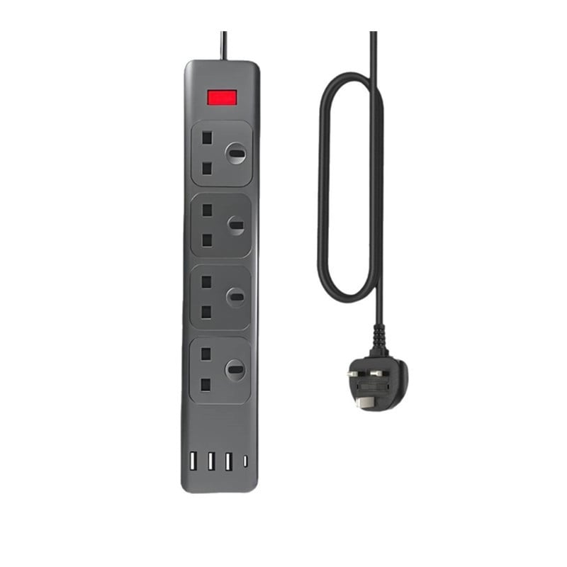 Britanski standard inteligentni produžni kabel s brzim punjenjem, 3 USB porta i 1 Type-C PD