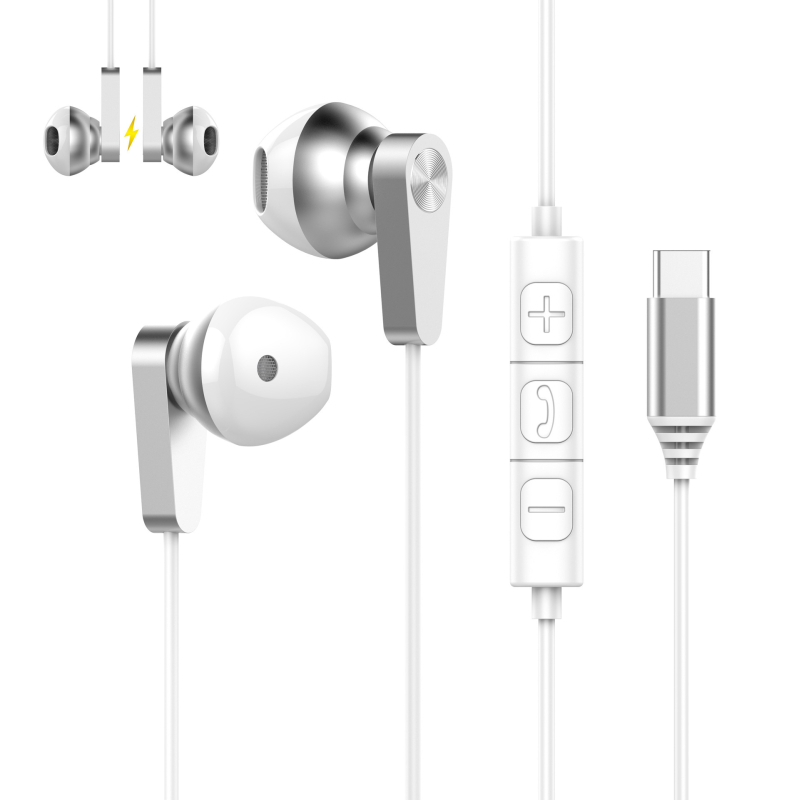 Type-C žične in-ear slušalice s mikrofonom za gaming i glazbu, s kabelskim upravljanjem