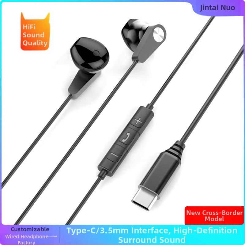 Type-C žične in-ear slušalice s mikrofonom za gaming i glazbu, s kabelskim upravljanjem