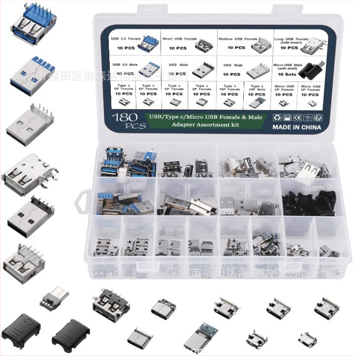 180 ks USB 2.0/3.0 Type A a Type C Micro USB spojovacia skrinka s vloženou doskou, mini