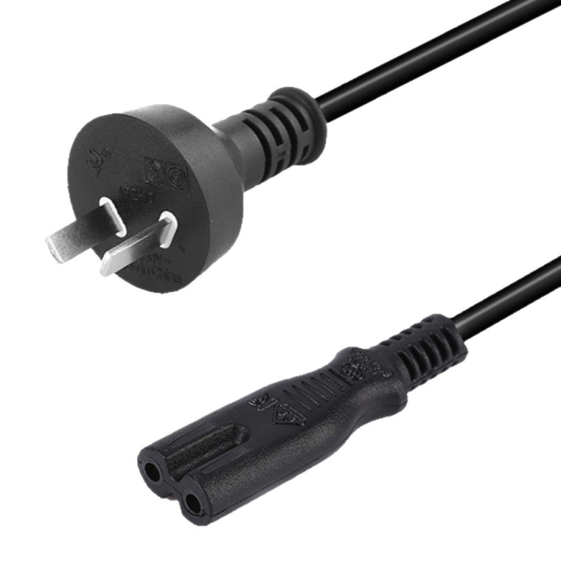 Argentinski dvopinski kabel za napajanje s ovalnim utikačem i utikačem u obliku osmerokuta za audio opremu i stolne lampe